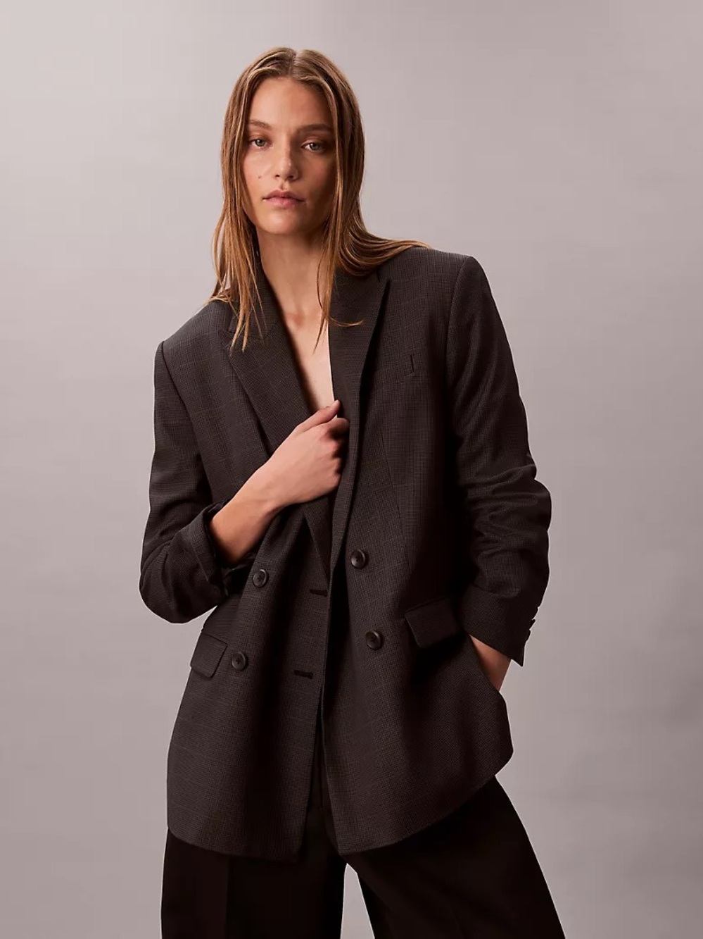 Women's Double-Breasted Black Tailored Blazer